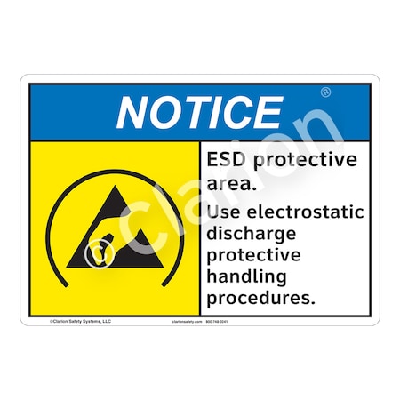 ANSI/ISO Comp. Notice/ESD Protective Area Safety Signs Indoor/Outdoor Flexible Polyester (ZA) 10x7